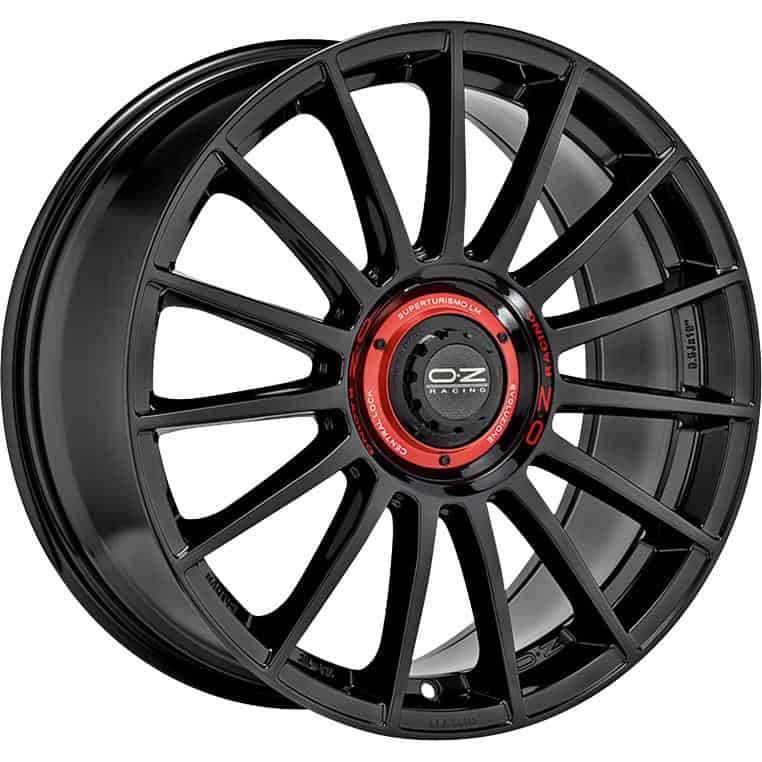 OZ Racing Superturismo Evoluzione Gloss Black + Red Lettering 8.5x20 5x112 ET45 CB79.0