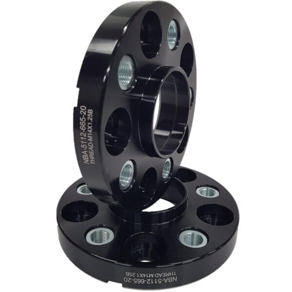 Flancis 20 mm 2 gab 5x112 66.6 mm With Thread Holds M14x1.25 Black (NBA-5112-666-20-THREAD-M14x1.25B)