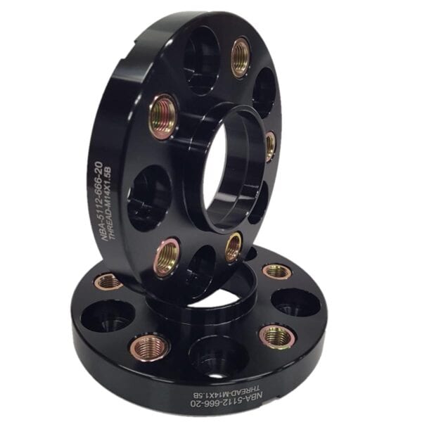 Flancis 20 mm 2 gab 5x112 66.6 mm With Thread Holds M14x1.5 Black (NBA-5112-666-20-THREAD-M14x1.5B)