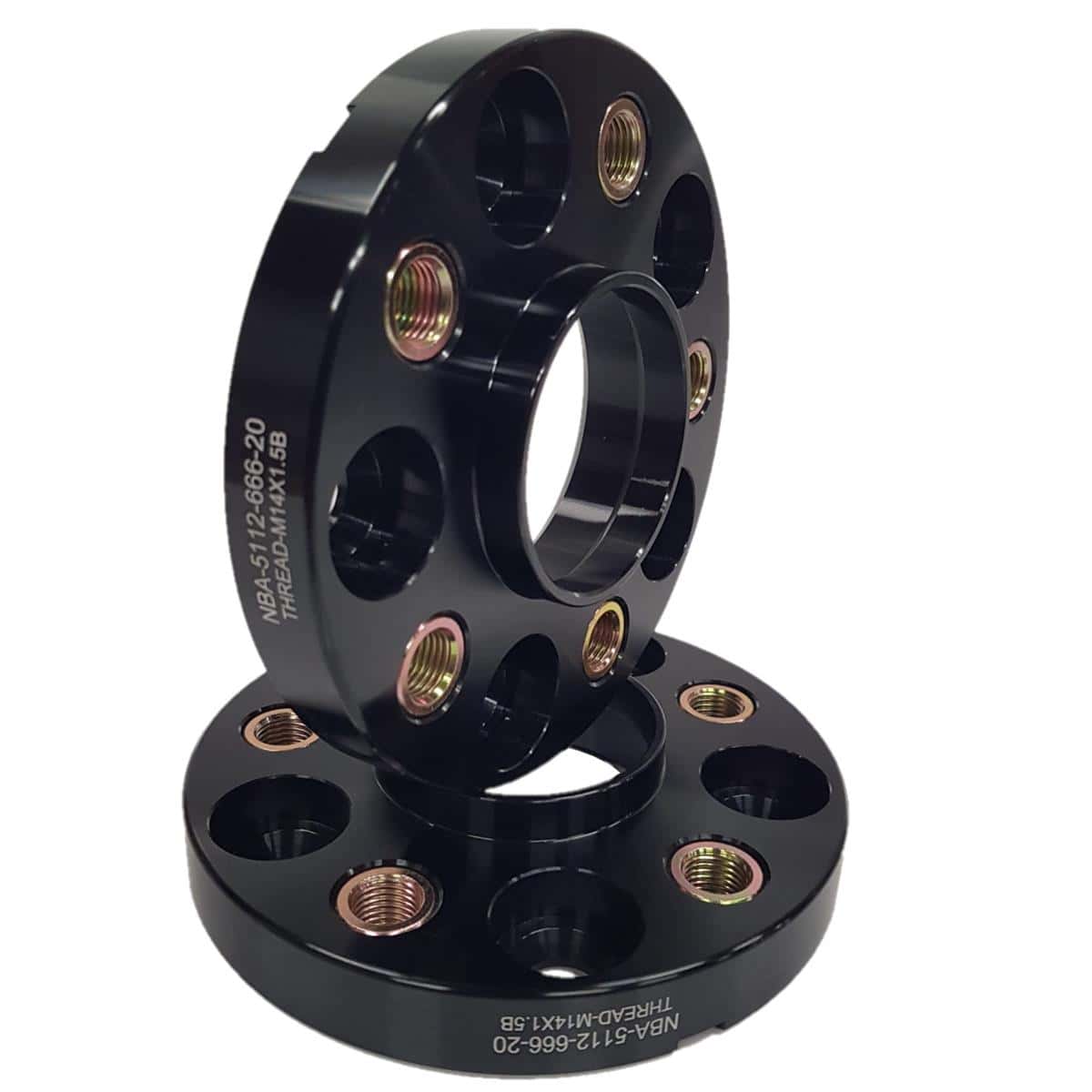 Flancis 20 mm 2 gab 5x112 66.6 mm With Thread Holds M14x1.5 Black (NBA-5112-666-20-THREAD-M14x1.5B)