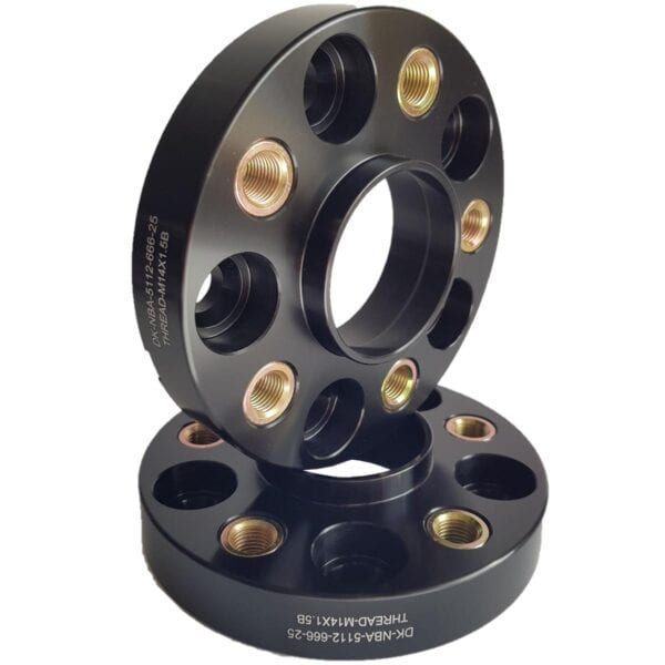 Flancis 25 mm 2 gab 5x112 66.6 mm With Thread Holds M14x1.5 Black (NBA-5112-666-25-THREAD-M14X1.5B)