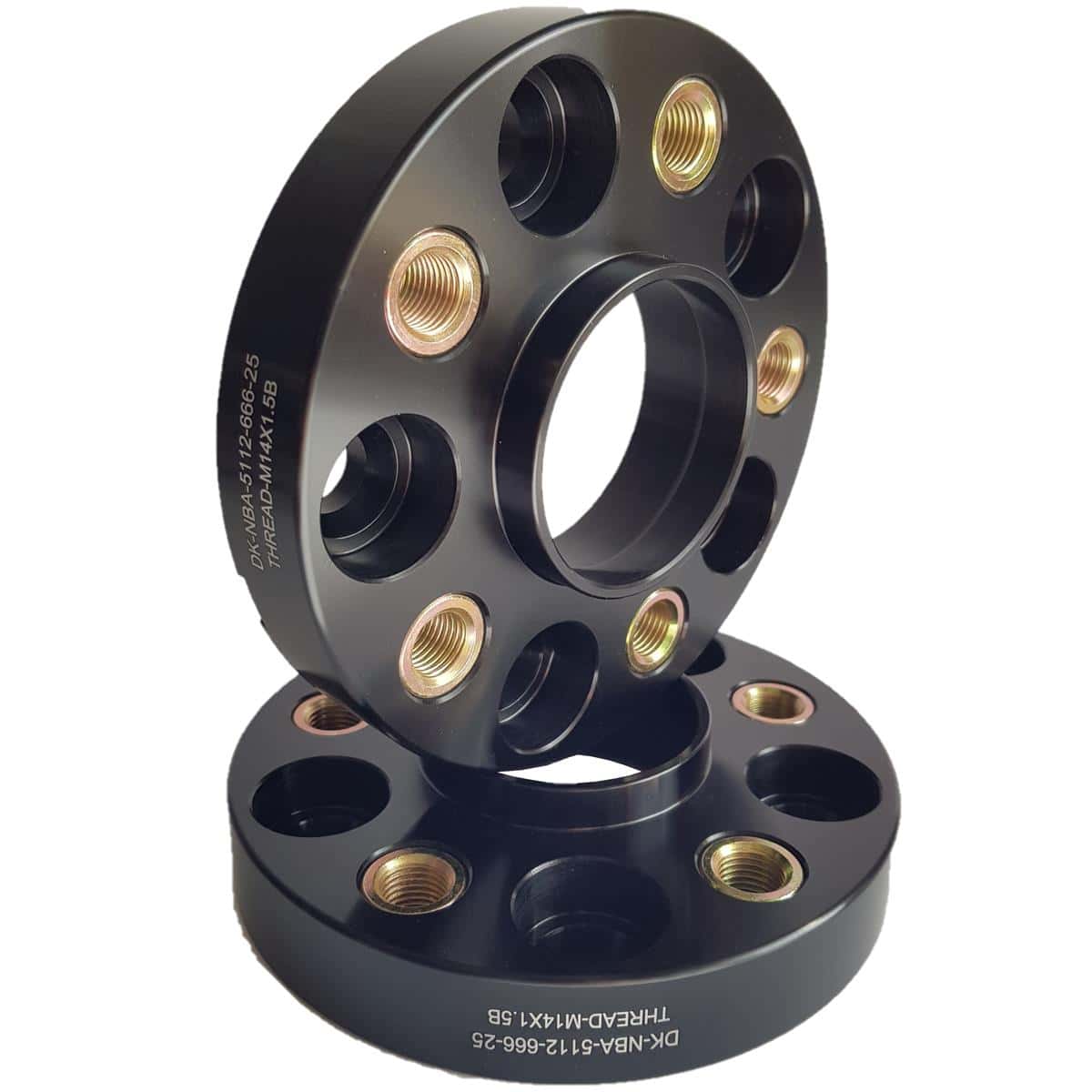 Flancis 25 mm 2 gab 5x112 66.6 mm With Thread Holds M14x1.5 Black (NBA-5112-666-25-THREAD-M14X1.5B)