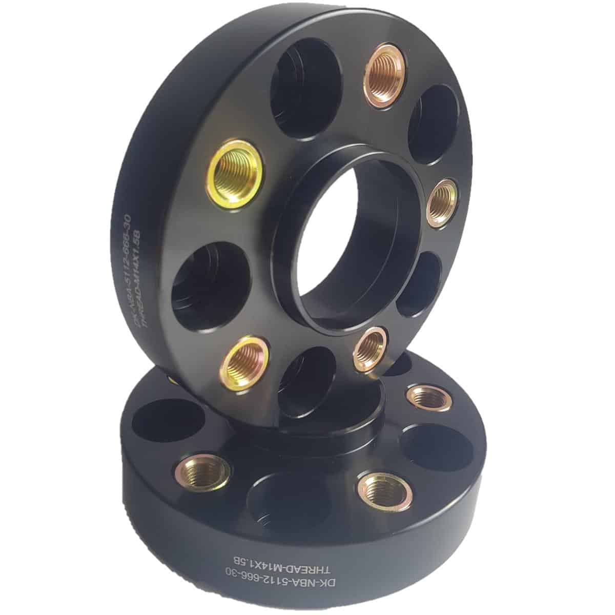 Flancis 30 mm 2 gab 5x112 66.6 mm With Thread Holds M14x1.5 Black (NBA-5112-666-30-THREAD-M14X1.5B)