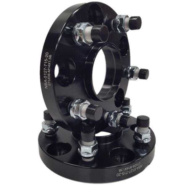 Flancis 20 mm 2 gab 5x127 71.5 mm With Studs and Nuts M14x1.5 Black (NBA-5127-716-20-STUDS-M14x1.5B)