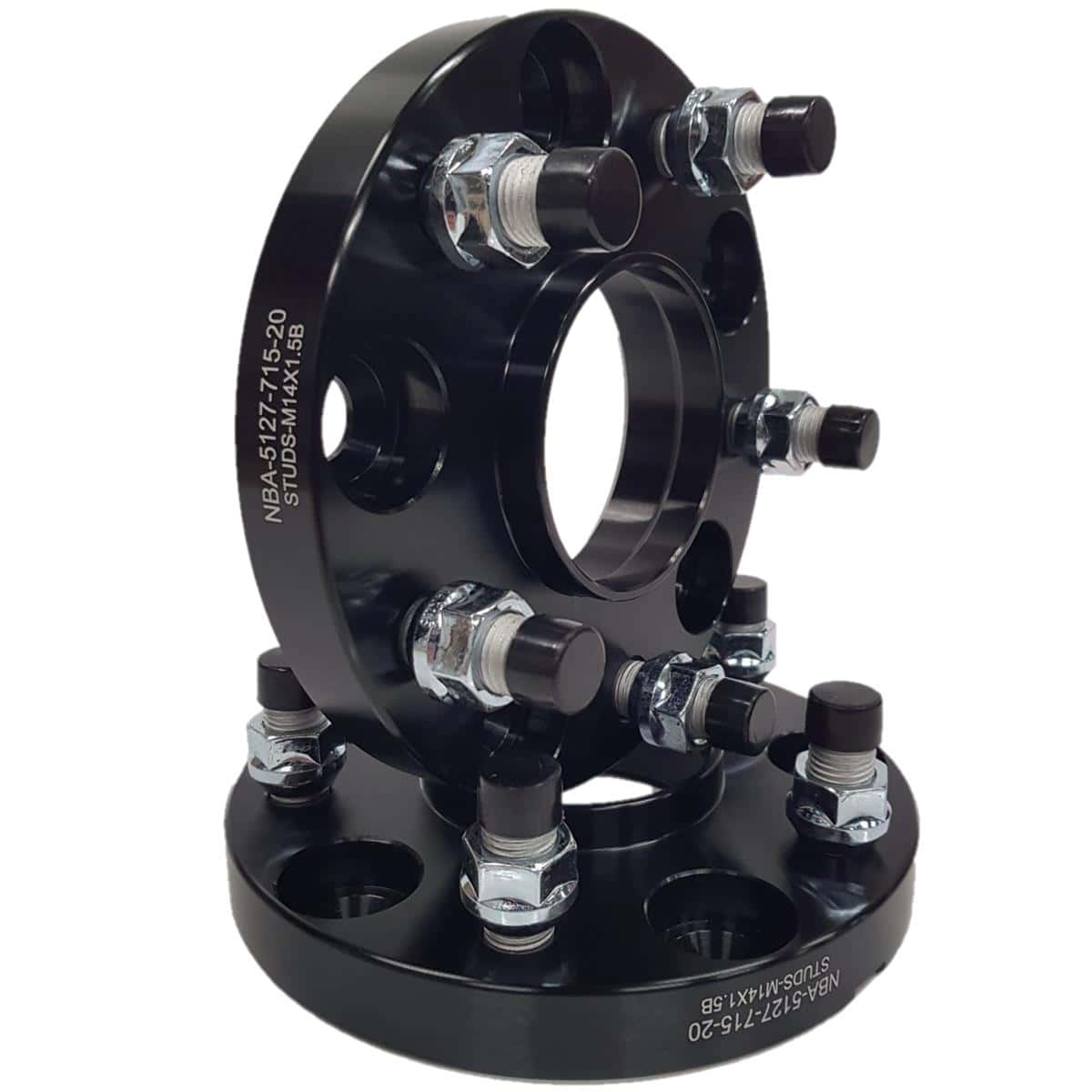Flancis 20 mm 2 gab 5x127 71.5 mm With Studs and Nuts M14x1.5 Black (NBA-5127-716-20-STUDS-M14x1.5B)