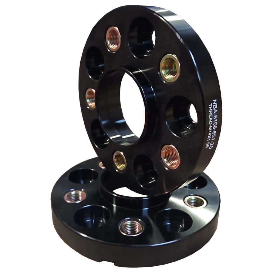 Flancis 20 mm 2 gab 5x108 65.1 mm With Thread Holds M14x1.5 Black (NBA-5108-651-20-THREAD-M14X1.5B)