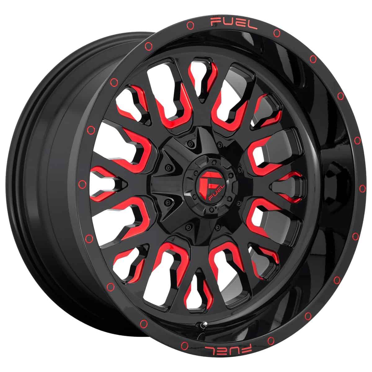 Fuel D612 Stroke Gloss Black Red Tinted Clear 10x22 6x139.7 ET-19 CB106,1